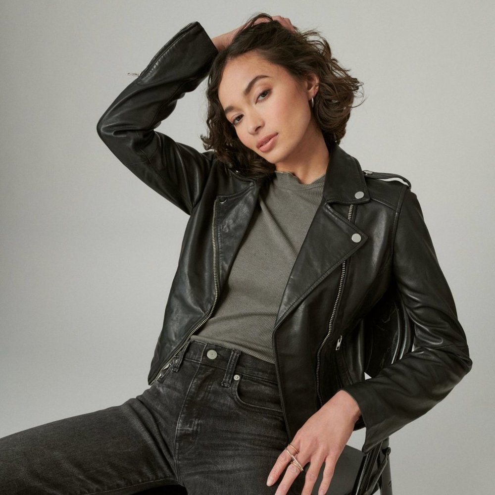 Brand New - Lucky Brand Classic Leather Moto Jacket XXL